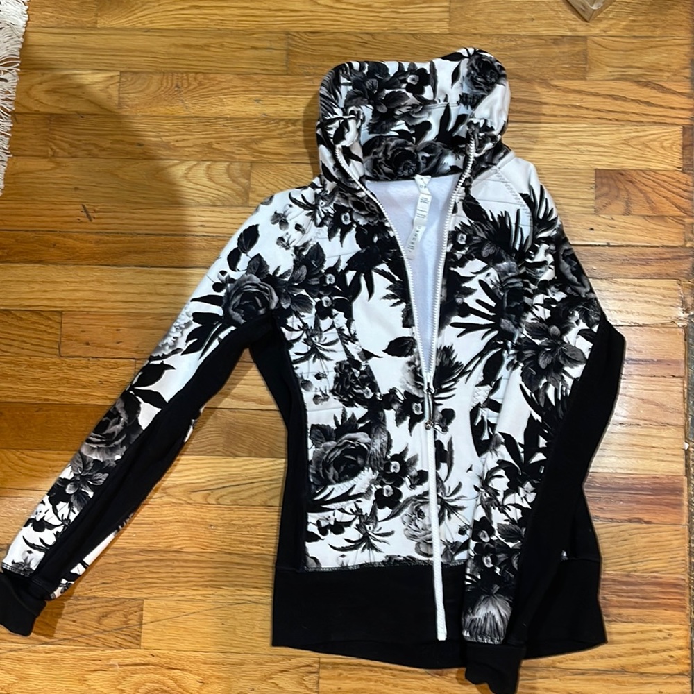lululemon athletica Black and White Floral Hoodie